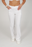 Dámské kalhoty vpředu pevný pás, vzadu guma, bílá barva, bílá barva, 34
