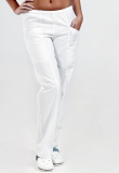 Dámské kalhoty v pase do gumy se šňůrkou, bílá barva, 36