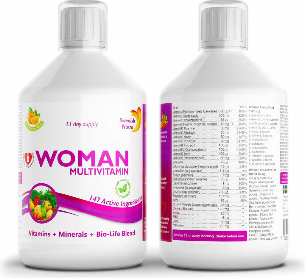 Swedish Nutra WOMAN MULTIVITAMIN Daily Supplement 500ml