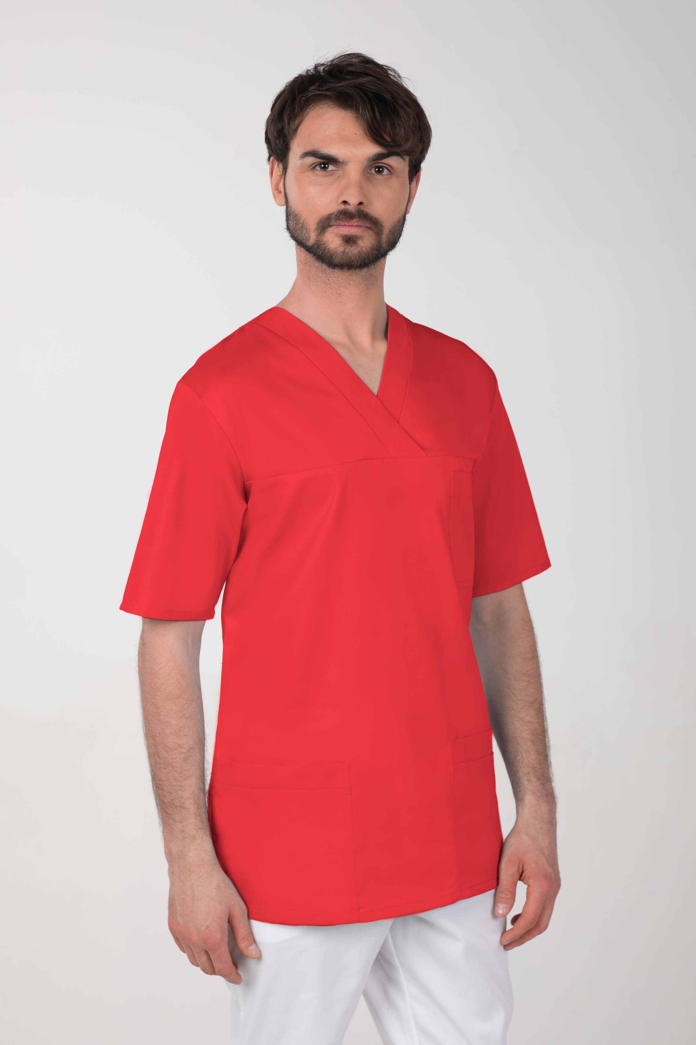 Pánská barevná zdravotnická košile M-074C, červená