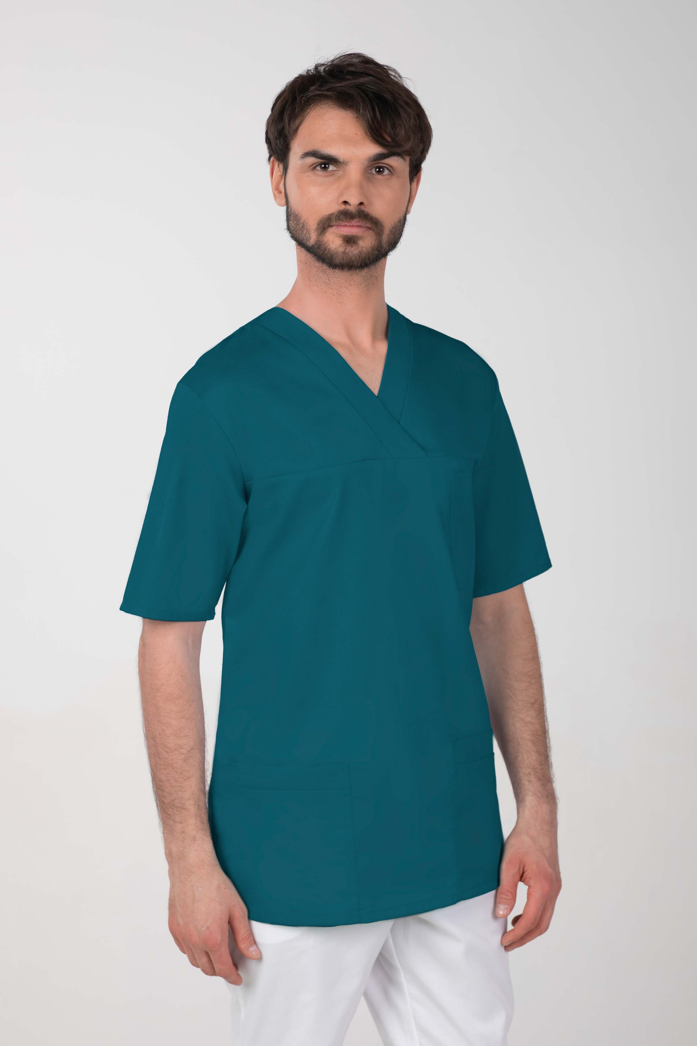 Pánská barevná zdravotnická košile M-074C, tmavě zelená
