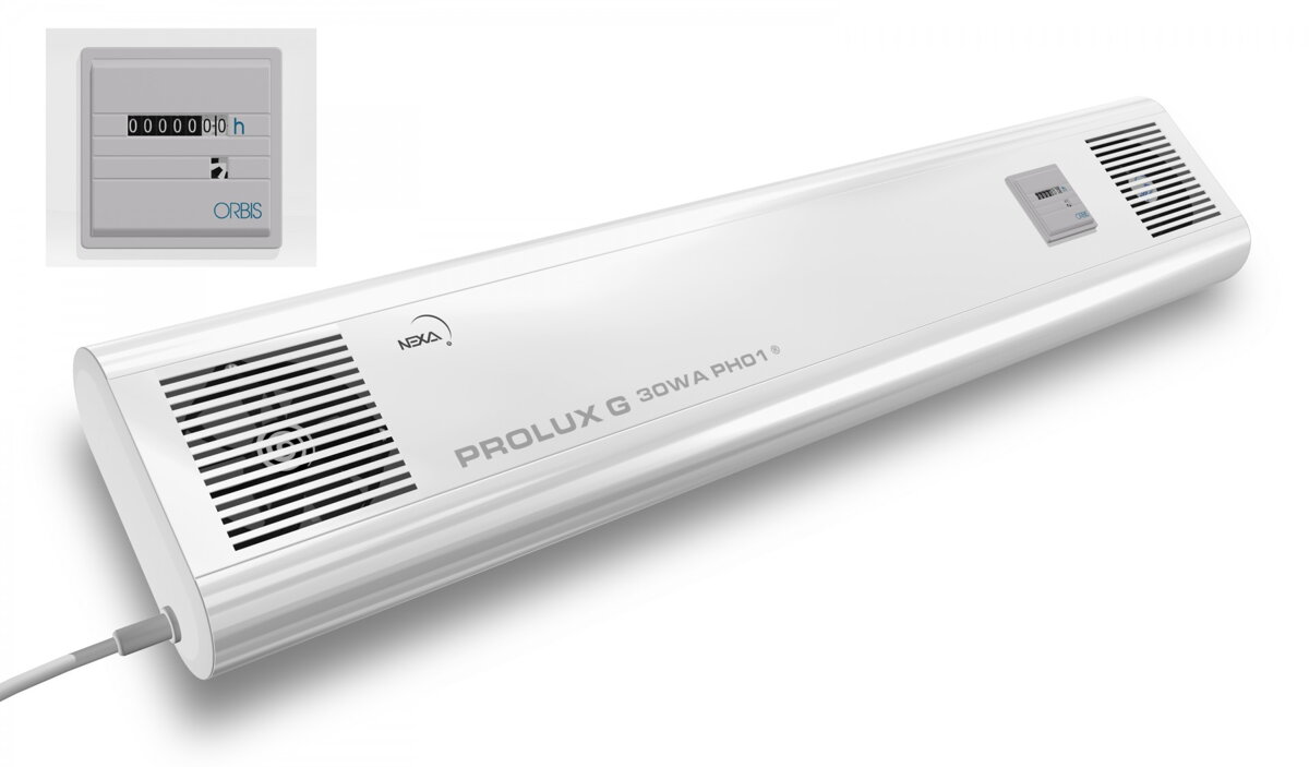 PROLUX G® 30WA/PH01,uchyt. na stenu, s mechanickým počítadlom prevádzkových hod.