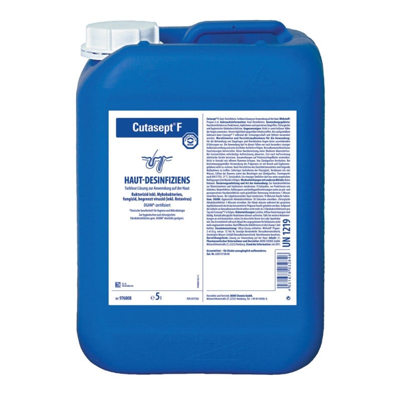 Cutasept® F, 5l - Bezbarvý alkoholový dezinfekční přípravek na kůži (350603)