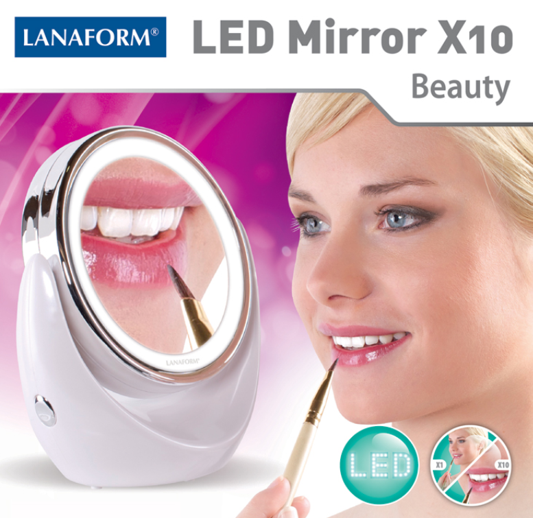 Kosmetické zrcátko s LED osvětlením Lanaform LED Mirror X10