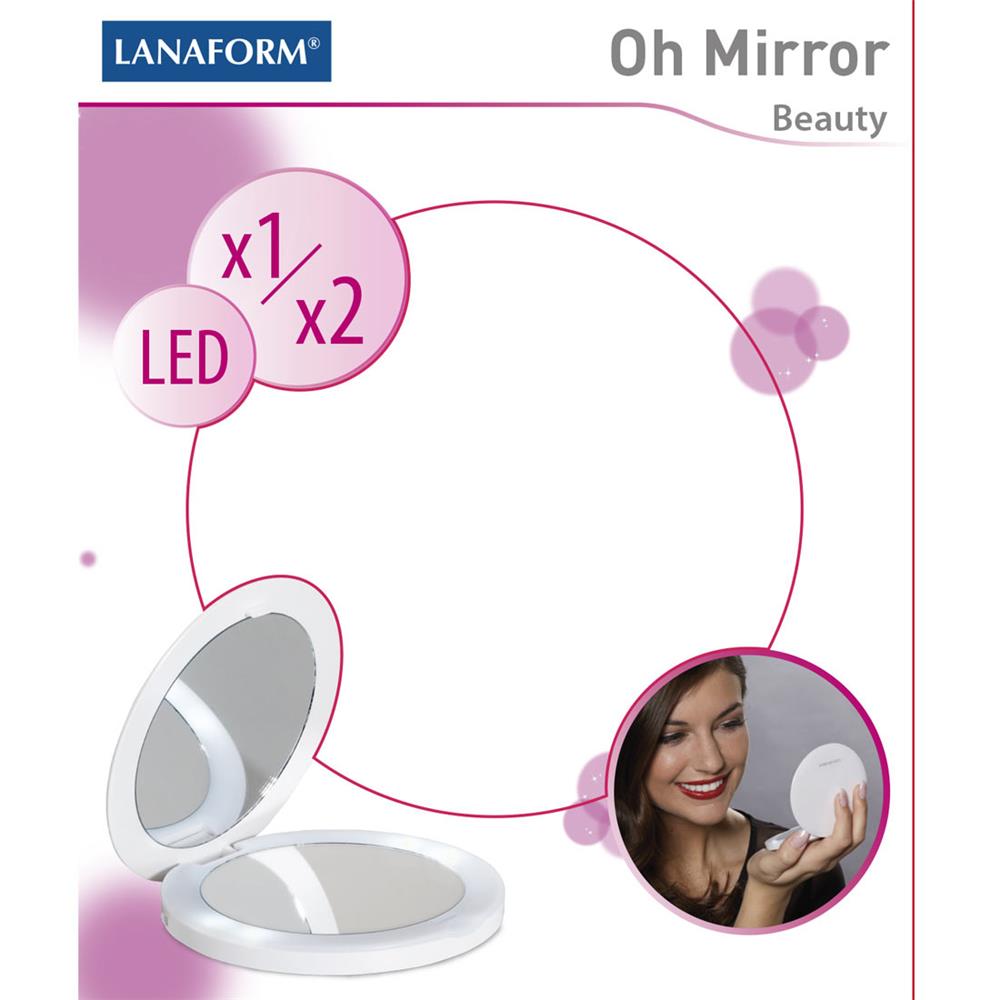 Kosmetické oboustranné zrcátko s LED osvětlením Lanaform Oh Mirror