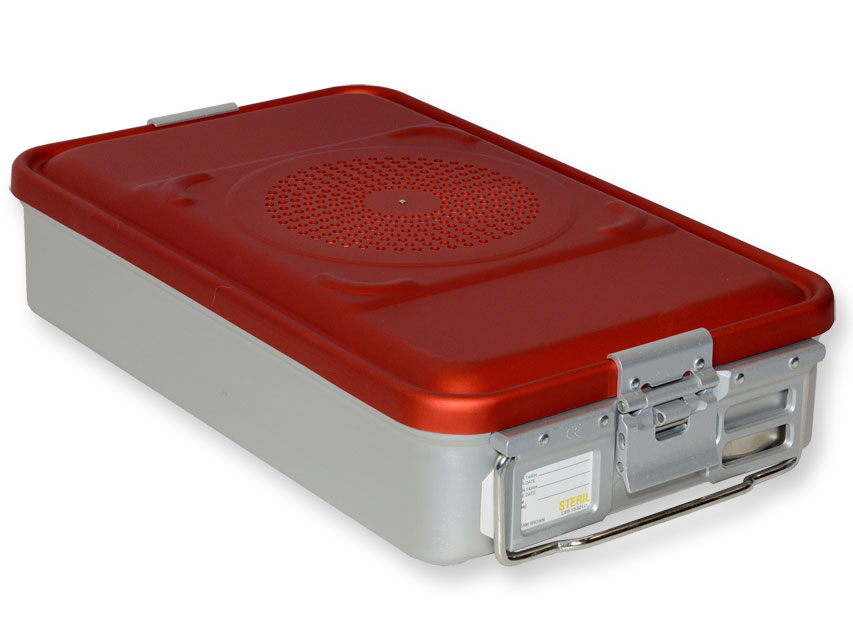 Sterilizační kazeta s filtrem, střední, 465x280x100 mm, červená