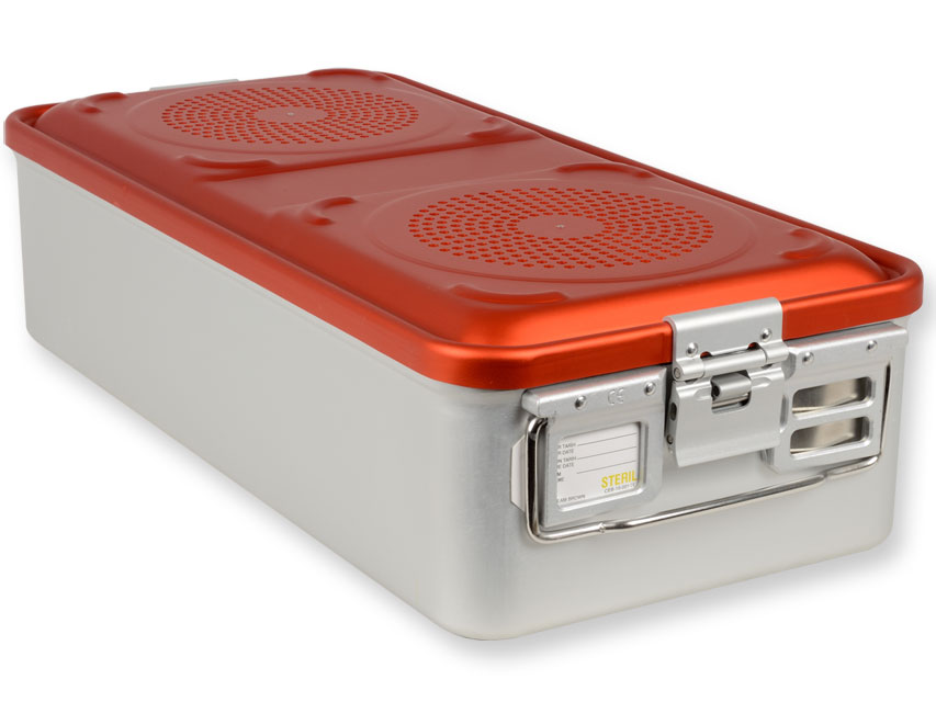 Sterilizační kazeta s filtrem, velká, 580x280x100 mm, červená